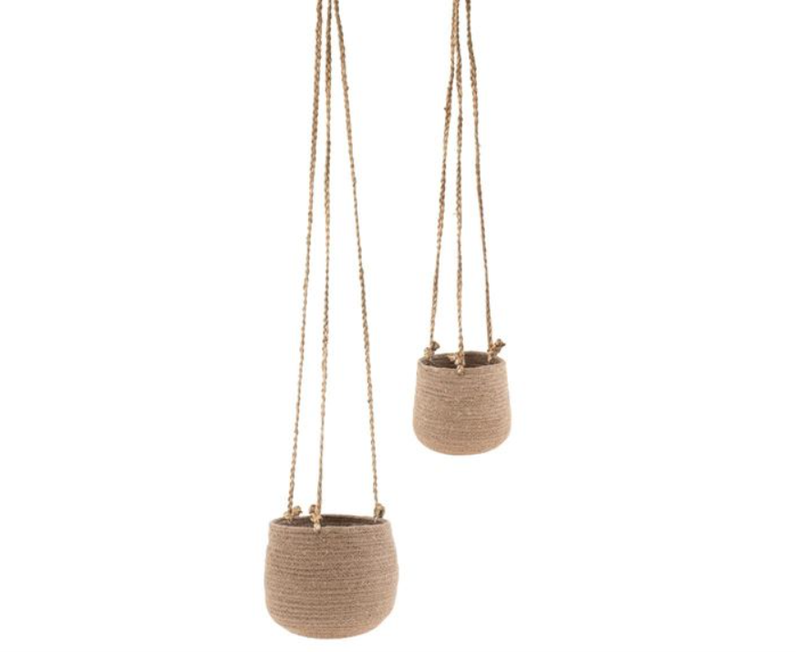 Hanging Woven Jute Basket Planter - 2 Sizes/6 Colors