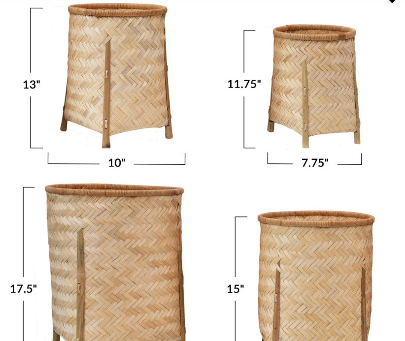 Woven Bamboo Baskets with Legs - 4 Sizes