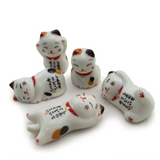 Lucky Cats Ceramic Chopsticks Holders - Set of 5