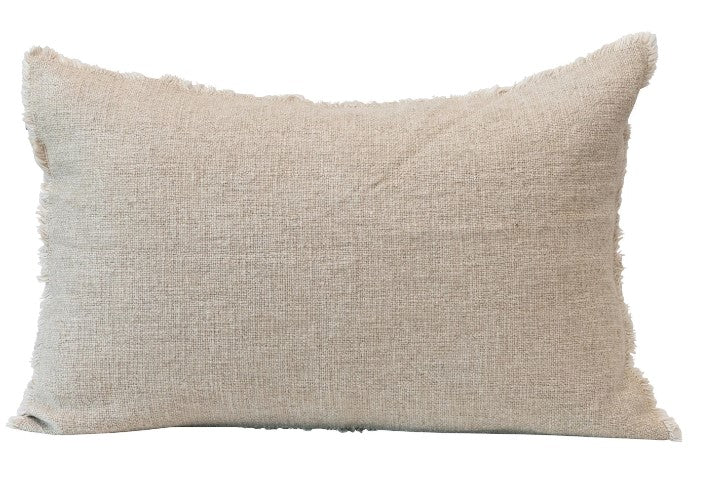 24" x 16" Linen Blend Lumbar Pillow with Frayed Edges