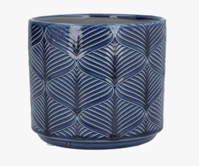 Navy Wavy Ceramic Pot - 2 Sizes