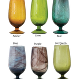 12 oz. Hand-Blown Stemmed Drinking Glass - 6 Colors