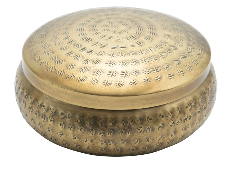 Hammered Brass Finish Metal Container