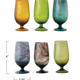 12 oz. Hand-Blown Stemmed Drinking Glass - 6 Colors