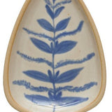 Hand-Painted Stoneware Leaf Shaped Dish