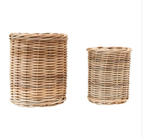 Hand-Woven Wicker Basket/Container, Natural - 2 Sizes