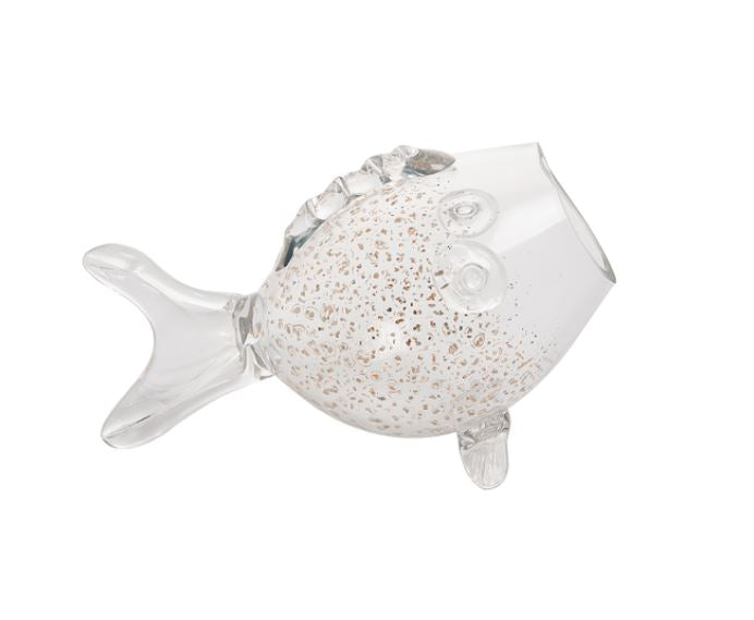 Handblown Gold Speckle Glass Puffer Fish - 2 Sizes