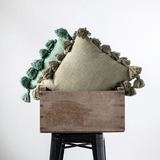 Cotton Woven Slub Pillow with Tassels - 5 Colors