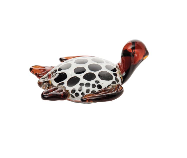 Art Glass Brown Sea Turtle Paperweight