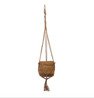 Straw and Jute Rope Hanging Planter