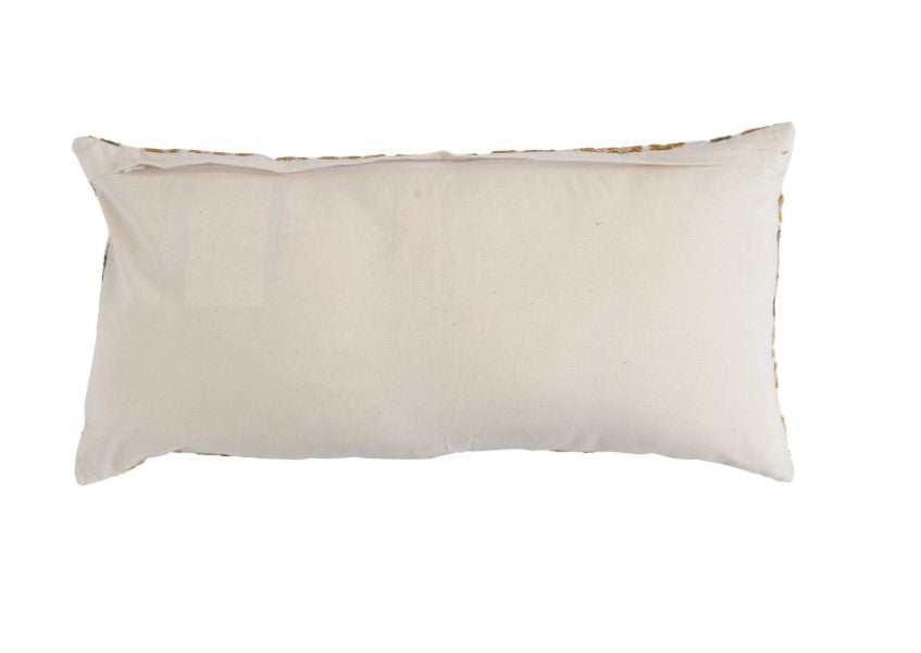 24" x 12" Cotton Embroidered Lumbar Pillow