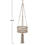 Hand-Woven Cotton Macrame & Rattan Plant Hanger with Wood Beads