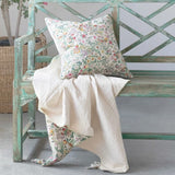 18" Cotton Printed Pillow w/ Kantha Stitch & Floral Pattern