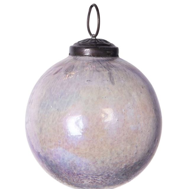 Round Mercury Glass Ball Ornament, Iridescent Finish