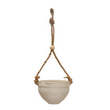 Hanging Stoneware Planter w/ Jute Rope Hanger & Wood Beads - 2 Sizes