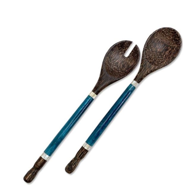Capiz & Palm Wood Capiz Salad Servers - 5 Colors