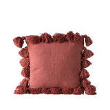 Cotton Woven Slub Pillow with Tassels - 5 Colors