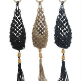Woven Jute Wall Hanging Pocket/Planter with Wood Beads & Tassels - 5 Colors