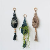 Woven Jute Wall Hanging Pocket/Planter with Wood Beads & Tassels - 5 Colors