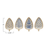 Hand-Painted Stoneware Leaf Shaped Dish