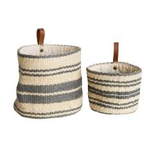 Jute Baskets with Leather Loop - 2 Sizes