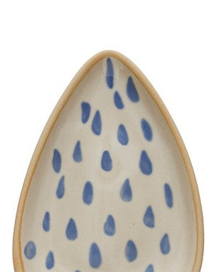 Hand-Painted Stoneware Leaf Shaped Dish