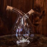 Hand-Blown Glass Oil & Vinegar Cruet with  Cork Stoppers