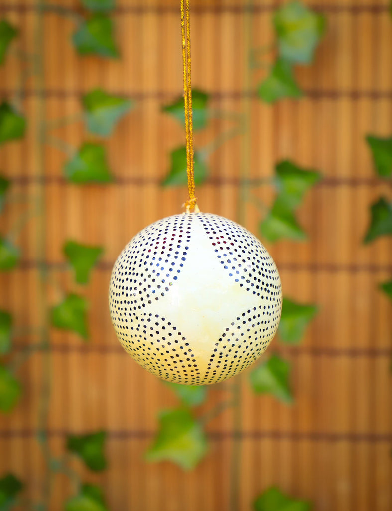Round Hand-Painted Paper Mache Ball Ornament - 6 Styles