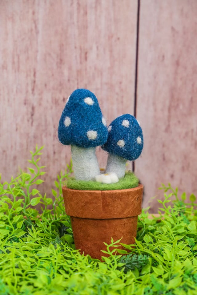 Felt Mushroom Ornament - Blue