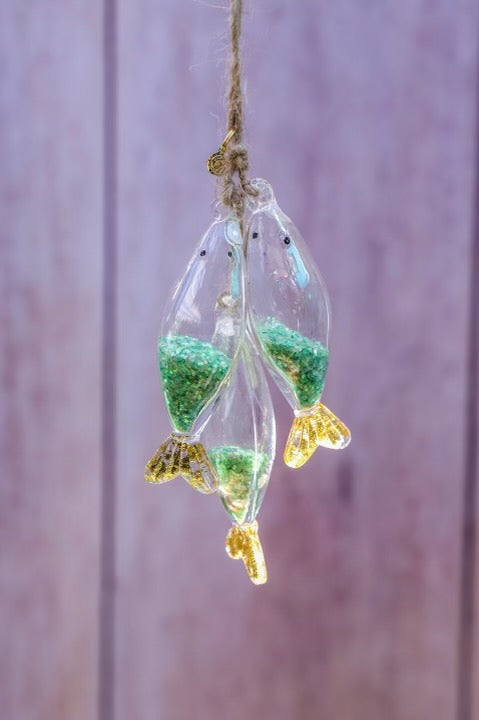 Glass Fish Cluster Ornament - 4 Colors