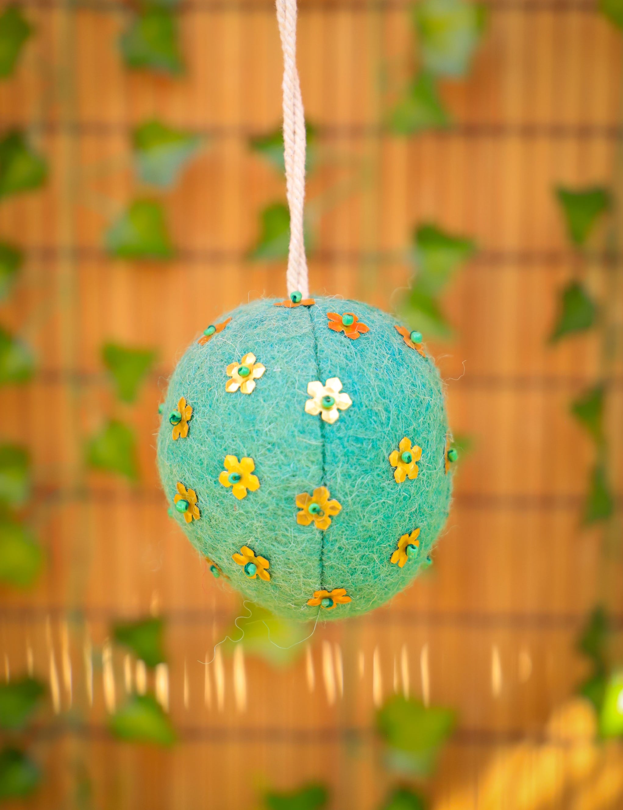 Wool Ornament with Metal Detail - 5 Colors