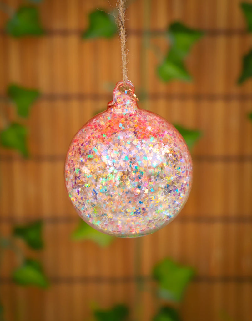 Glass Glitter Ball Ornament - 5 Colors