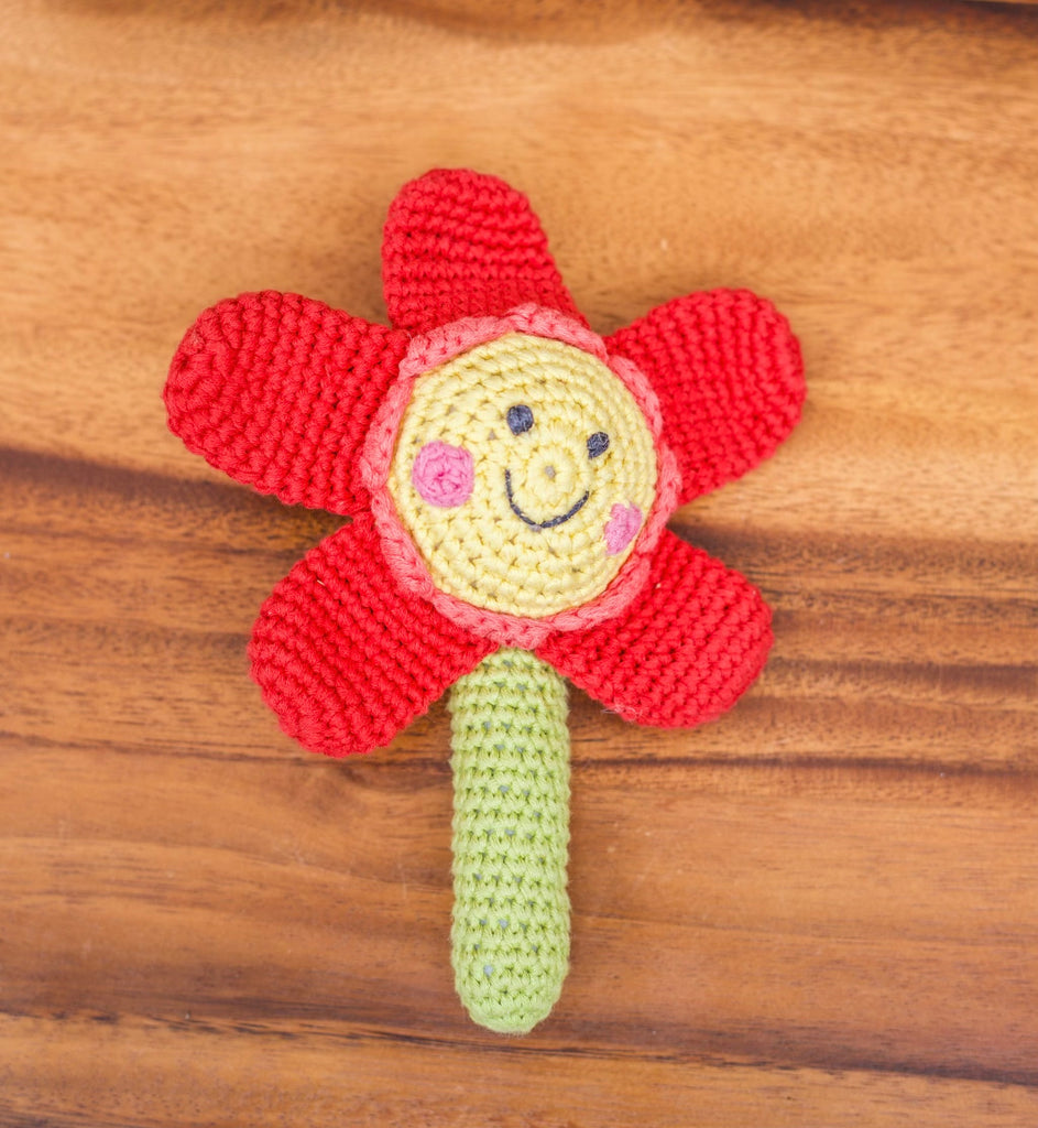 Knitted Flower Rattle - 3 Colors