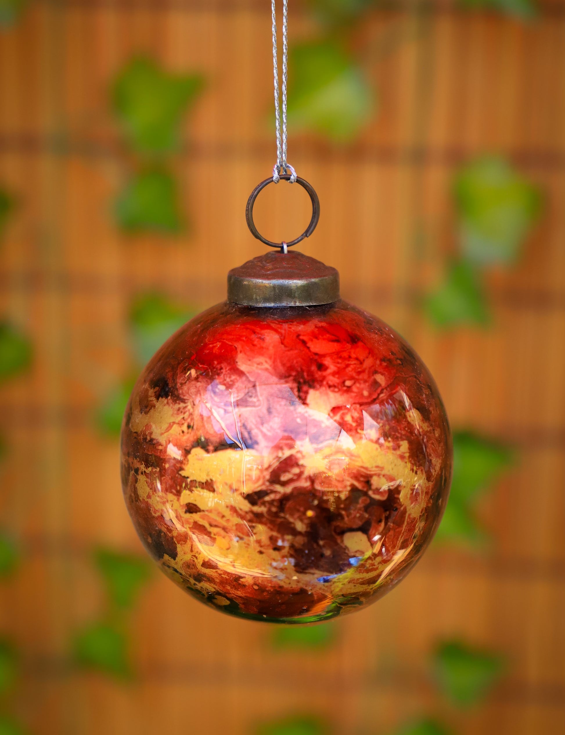3" Marble Glass Ball Ornament - 6 Colors