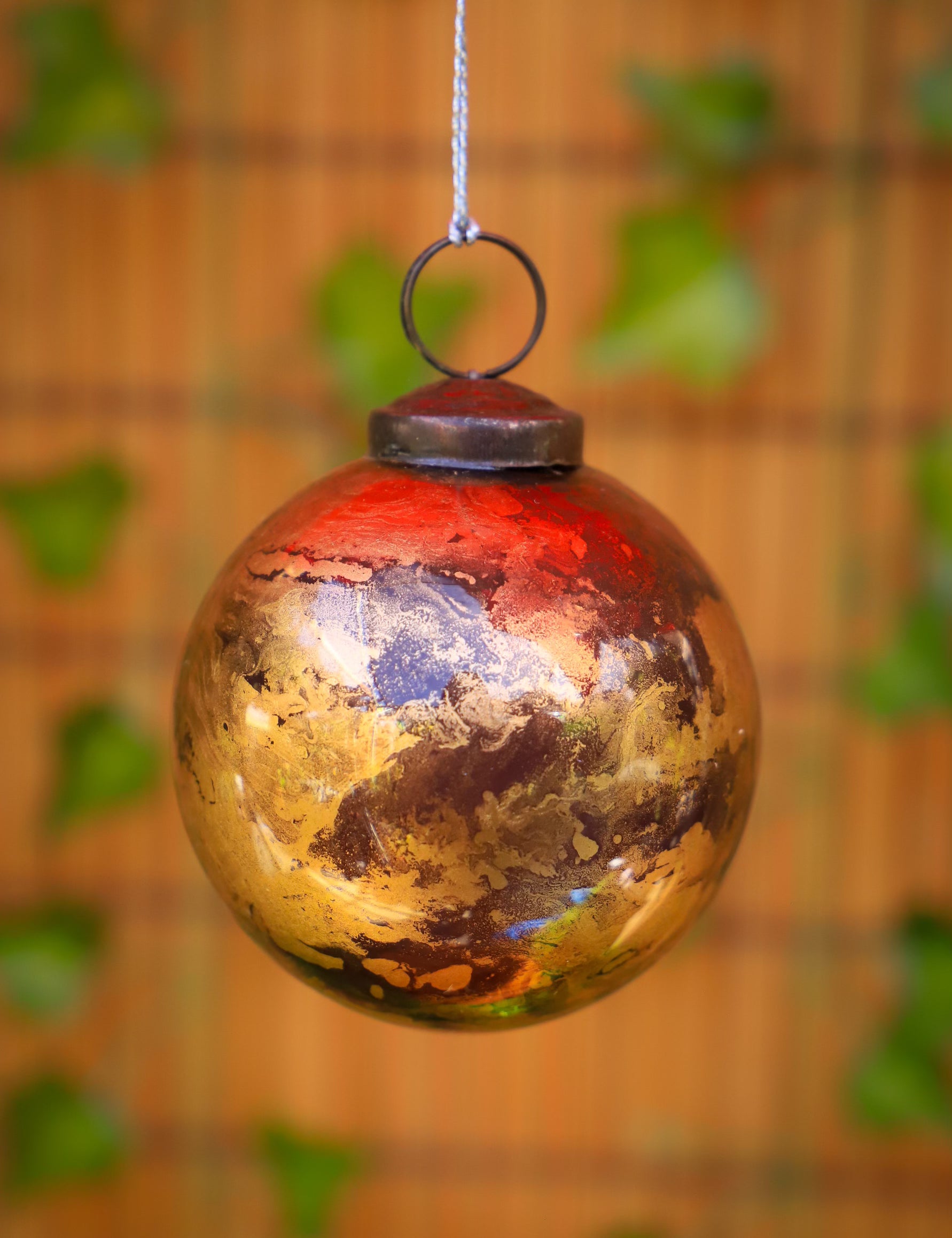 4" Marble Glass Ball Ornament - 6 Colors