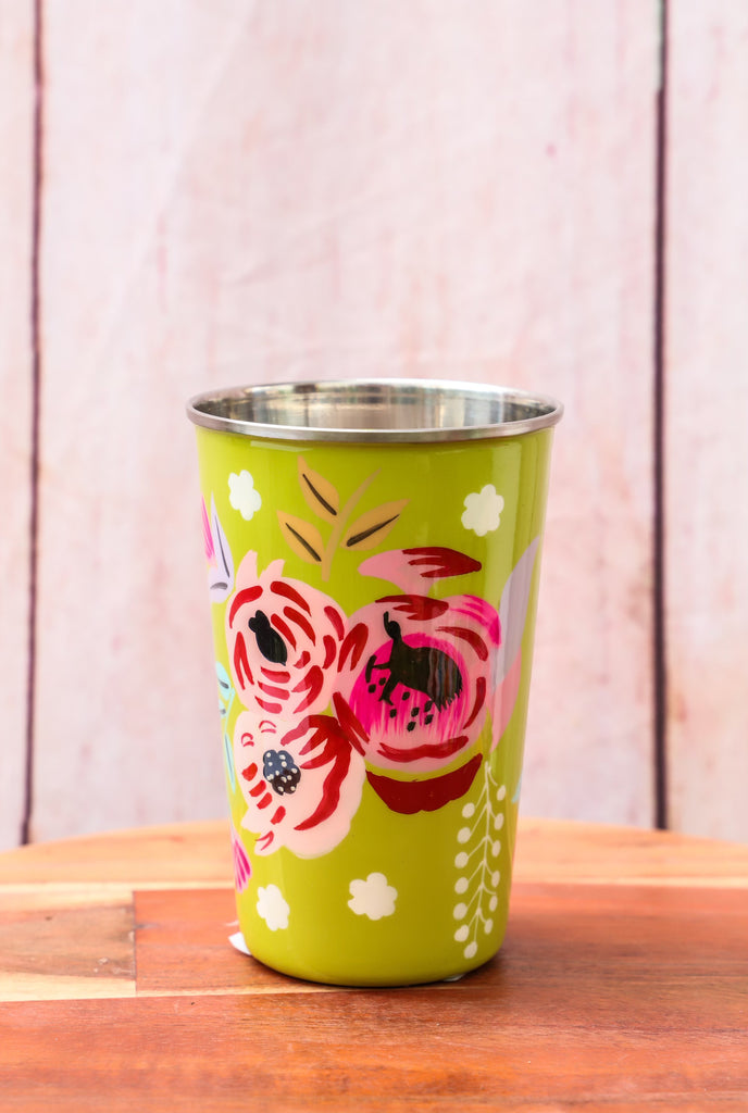Stainless Hand Painted Floral Cup - 6 Colors