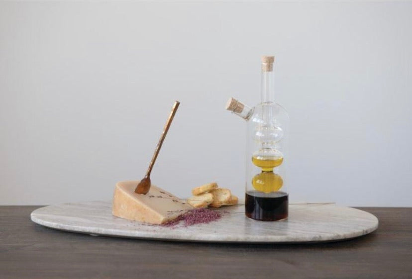 Hand-Blown Glass Oil & Vinegar Cruet with Cork Stoppers