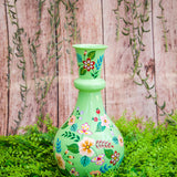 Stainless Steel Hand Painted Floral Tall Neck Vase - 4 Colors