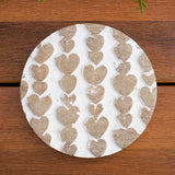 Small Carved Wood Coaster with Hearts