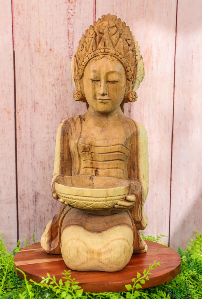 Hand-Carved Wood Lakshmi Statue
