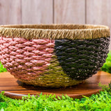 Hand-Painted Pink & Black Bangkuan Braided Baskets - 2 Sizes