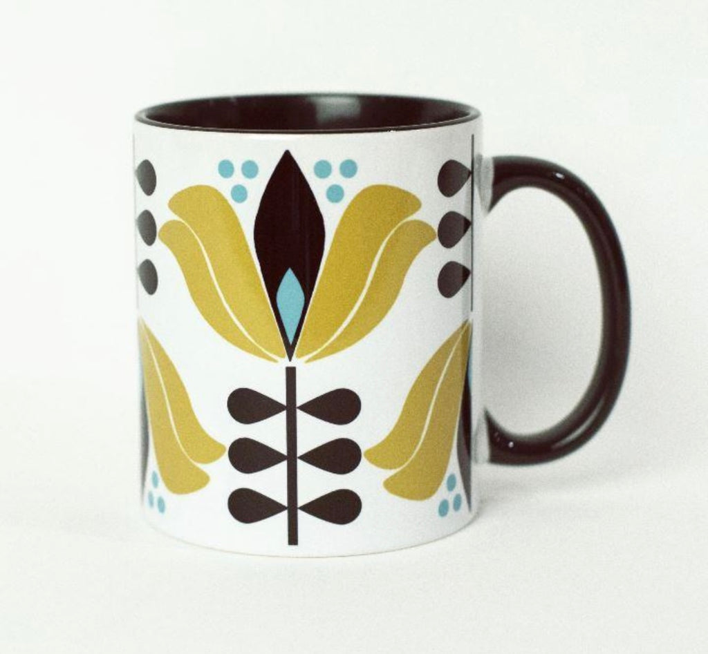 Mid Century Lotus Flower Coffee Mug - 2 Colors