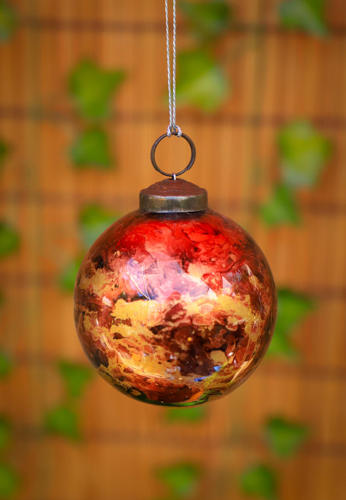 4" Marble Glass Ball Ornament - 6 Colors