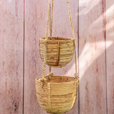 Woven Rattan Double Hanging Woven Planter