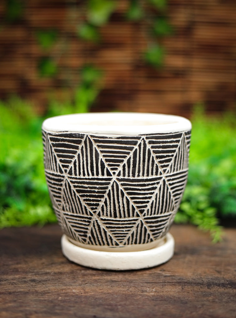 Black Elemental Ceramic Planter - 3 Styles