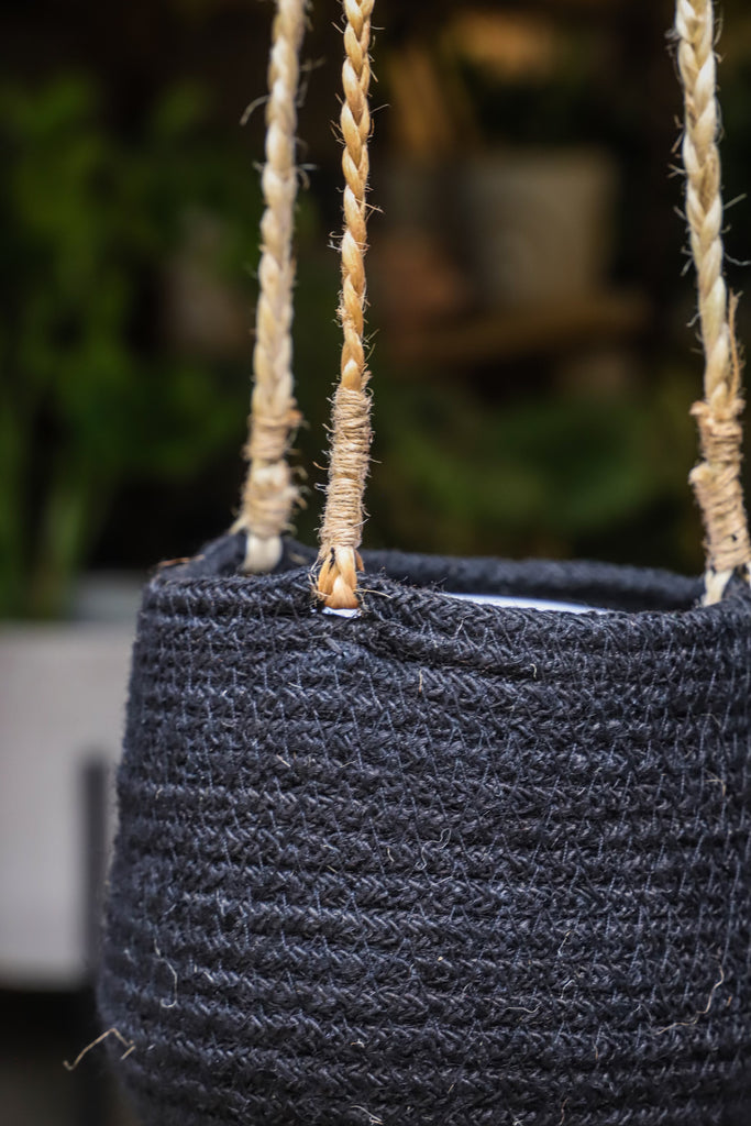 Hanging Woven Jute Basket Planter - 2 Sizes/6 Colors