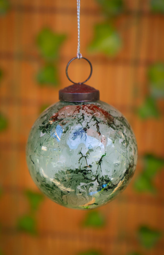 6" Marble Glass Ball Ornament - 3 Colors