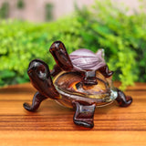 Art Glass Turtle Mama with Baby Paperweight