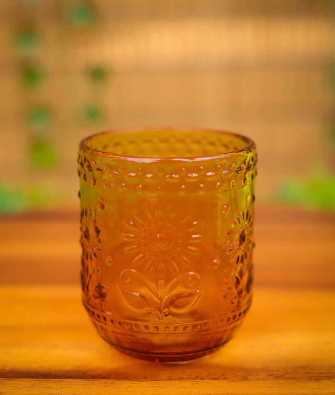 4"H 12 oz. Embossed Drinking Glass - 2 Colors