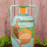 Ceramic Multi-Colored Urn with Two Handles